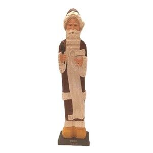 Vtg Mercuries USA 1994 Santa Figurine - ITALY 1986 - Wood Carved Hand Painted